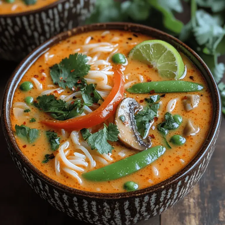 Die wichtigsten Zutaten für die würzige Thai Kokosnuss-Curry-Suppe bieten nicht nur Geschmack, sondern auch gesundheitliche Vorteile. Hier sind die Hauptkomponenten, die dieses Gericht zu einem unverwechselbaren Erlebnis machen:
