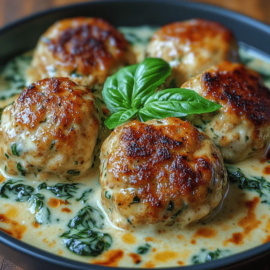 In der Welt der Küche gibt es kaum etwas Befriedigenderes als die Zubereitung von köstlichen und nahrhaften Gerichten, die sowohl den Gaumen erfreuen als auch das Herz erwärmen. Eines dieser besonderen Rezepte sind charmante Hähnchen-Ricotta-Fleischbällchen mit einer cremigen Spinat-Alfredo-Sauce. Diese Kombination vereint die zarte Textur von Hähnchenfleisch mit dem reichhaltigen Geschmack von Ricotta und Parmesan, während die Spinat-Alfredo-Sauce einen zusätzlichen Hauch von Frische und Cremigkeit hinzufügt.