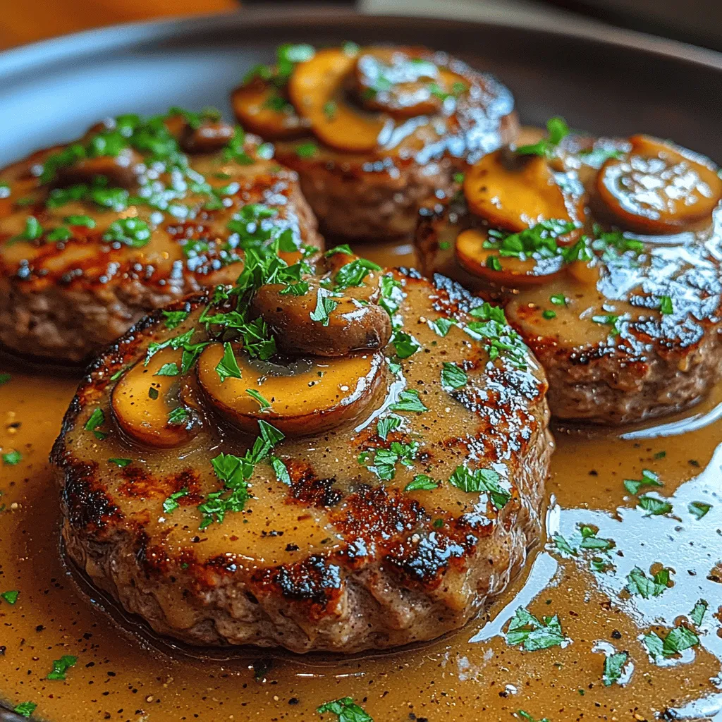 Die Kombination aus saftigen Hamburgersteaks und einer cremigen Pilzsoße ist ein wahrer Genuss für die Sinne. Dieses Gericht vereint die Aromen und Texturen, die jedes Familienessen oder besondere Anlässe zu einem unvergesslichen Erlebnis machen. Die zarten Hamburgersteaks, zubereitet aus hochwertigem Rinderhackfleisch, gehen eine harmonische Verbindung mit der reichhaltigen Pilzsoße ein, die nicht nur das Gericht besser macht, sondern auch jeden Bissen zu einem Fest für den Gaumen werden lässt.