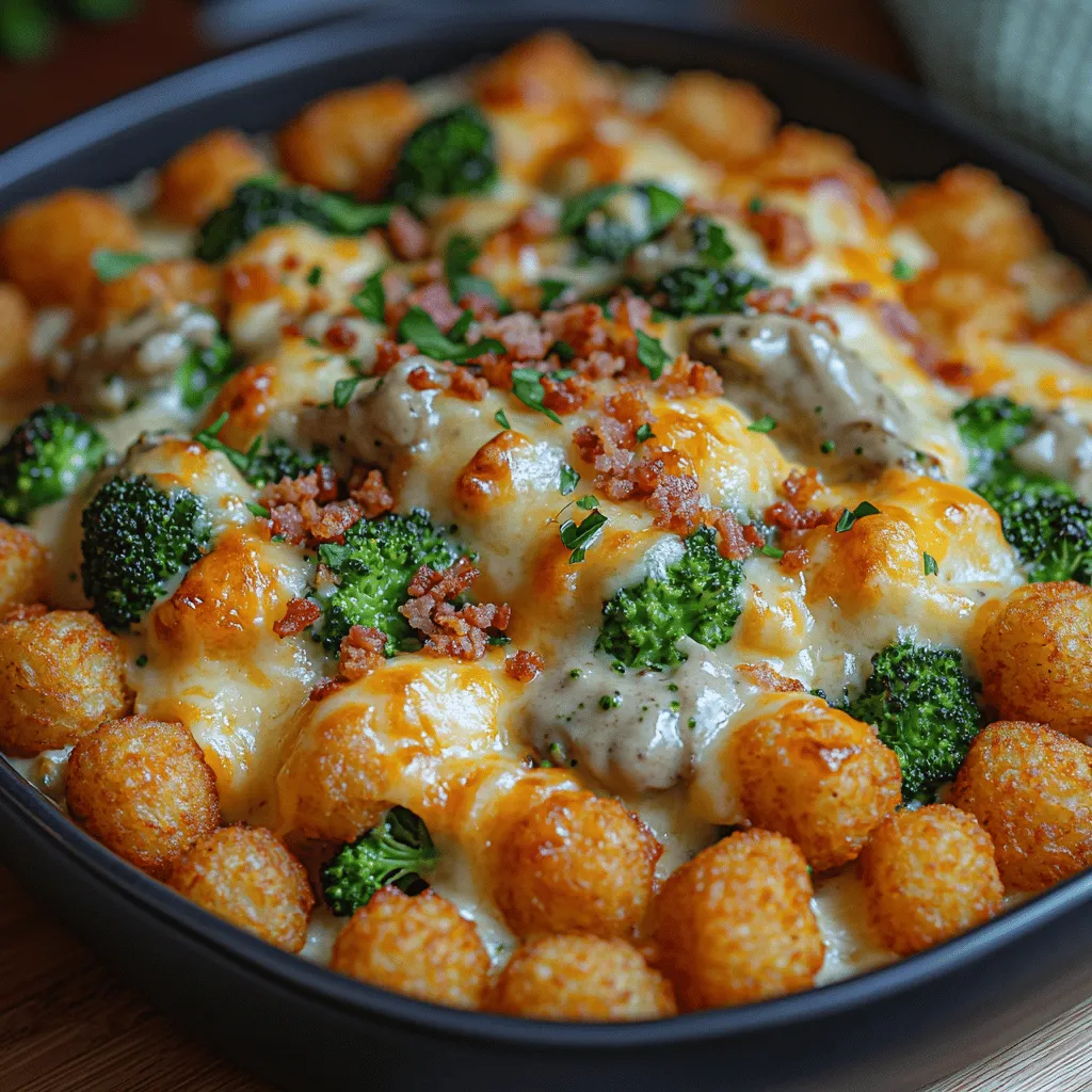 Um einen perfekten Käse-Brokkoli-Tater-Tot-Auflauf zuzubereiten, benötigen Sie folgende Zutaten: