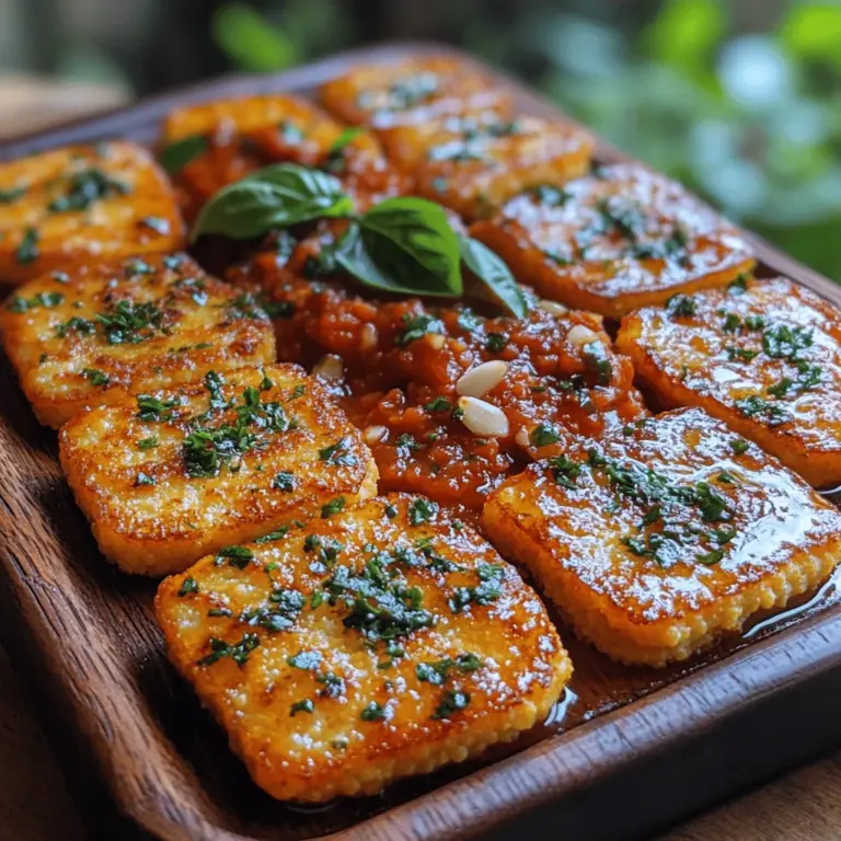 Um die Krosse Polentaküchlein mit Tomatensauce zuzubereiten, benötigen Sie eine handvoll einfacher, aber hochwertiger Zutaten. Die Hauptakteure sind Polenta und Gemüsebrühe, die der Grundlage des Gerichts eine köstliche Textur und Geschmack verleihen.