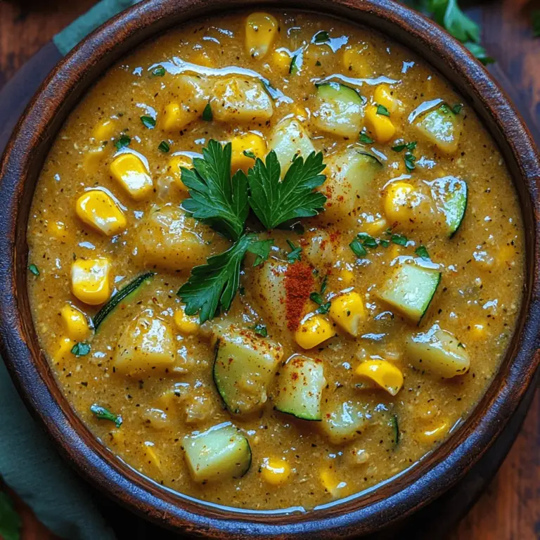 In der Welt der gesunden Küche gibt es kaum etwas Befriedigenderes als eine warme, cremige Suppe, die nicht nur den Gaumen verzaubert, sondern auch nährstoffreich ist. Unsere sonnige cremige Mais- und Zucchini-Cremesuppe ist nicht nur ein Fest für die Sinne, sondern auch eine wunderbare Möglichkeit, frisches Gemüse in Ihre Ernährung zu integrieren. Diese Suppe kombiniert die zarte Süße des Maises mit der frischen Leichtigkeit der Zucchini und schafft so eine harmonische Geschmackskomposition.