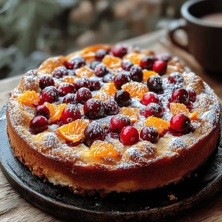 Der Cranberry Bliss & Citrus Dream Frühstückskuchen ist eine köstliche Wahl für jeden, der den Tag mit einem fröhlichen und fruchtigen Leckerbissen beginnen möchte. Diese verlockende Kreation kombiniert die süßen, leicht säuerlichen Aromen frischer Cranberries mit dem erfrischenden Geschmack von Orangen, was diesen Kuchen zu einer perfekten Ergänzung für jeden Frühstückstisch macht. Der Kuchen ist nicht nur ein Genuss für den Gaumen, sondern auch ein echter Blickfang. Egal, ob Sie ihn für einen besonderen Anlass, ein Brunch-Event oder einfach nur für ein gemütliches Frühstück mit der Familie zubereiten, dieser Frühstückskuchen wird sicher für Freude und Begeisterung sorgen.
