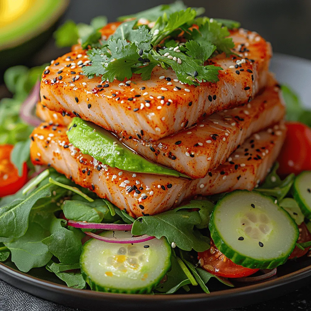 Der Sesam Delight Ahi Thunfischsalat ist mehr als nur ein Gericht; er ist eine kulinarische Reise, die frische Aromen und gesunde Zutaten vereint. Ahi-Thunfisch, auch bekannt als Gelbflossen-Thunfisch, ist nicht nur ein köstlicher Fisch, sondern auch eine hervorragende Proteinquelle, die in der modernen Küche immer beliebter wird. Dieser Salat kombiniert die zarten Ahi-Thunfischsteaks mit einer Vielzahl von frischem Gemüse, was ihn zu einem idealen Gericht für gesundheitsbewusste Feinschmecker macht. Der Salat ist nicht nur optisch ansprechend, sondern auch reich an Nährstoffen, die dein Wohlbefinden fördern.