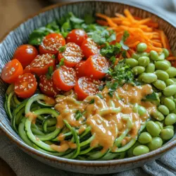 Der Zoodle Zen Bowl ist mehr als nur ein Gericht; es ist eine Feier frischer, gesunder Zutaten, die nicht nur das Auge erfreuen, sondern auch den Gaumen verwöhnen. Diese Bowl ist ideal für jeden Moment des Tages – ob zum Mittagessen, als leichtes Abendessen oder als gesunder Snack. Die Kombination aus knackigem Gemüse, gesunden Fetten und aromatischen Beigaben sorgt für ein ausgewogenes und nahrhaftes Essen, das voller Geschmack und Vitalität steckt.
