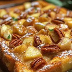 Das Apfel-Zimt Gebackenes French Toast ist nicht nur ein einfaches Frühstück, sondern ein wahrhaft himmlisches Erlebnis, das die Aromen von frischen Äpfeln und warmem Zimt in perfekter Harmonie vereint. Stellen Sie sich vor, Sie sitzen an einem gemütlichen Sonntagmorgen, umgeben von Familie und Freunden, während der köstliche Duft von gebackenem French Toast die Luft erfüllt. Dieses Rezept ist ideal für besondere Anlässe oder einfach als süßes Highlight an einem gewöhnlichen Tag. Die Kombination aus fluffigem Baguette, saftigen Äpfeln und aromatischen Gewürzen sorgt für ein unvergessliches Geschmackserlebnis.