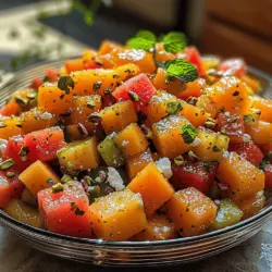 Der Melonen-Zauber-Salat ist ein erfrischendes und köstliches Gericht, das perfekt für heiße Sommertage ist. Wenn die Temperaturen steigen und die Sonne strahlt, gibt es nichts Besseres, als einen leichten und fruchtigen Salat zu genießen. Dieser Salat vereint die besten Eigenschaften verschiedener Melonenarten, ergänzt durch frische Minze, einen Hauch von Feta-Käse und knusprige Pistazien. Die Kombination dieser Zutaten macht den Melonen-Zauber-Salat nicht nur zu einem Genuss für den Gaumen, sondern auch zu einer hervorragenden Quelle für Vitamine und Mineralstoffe.