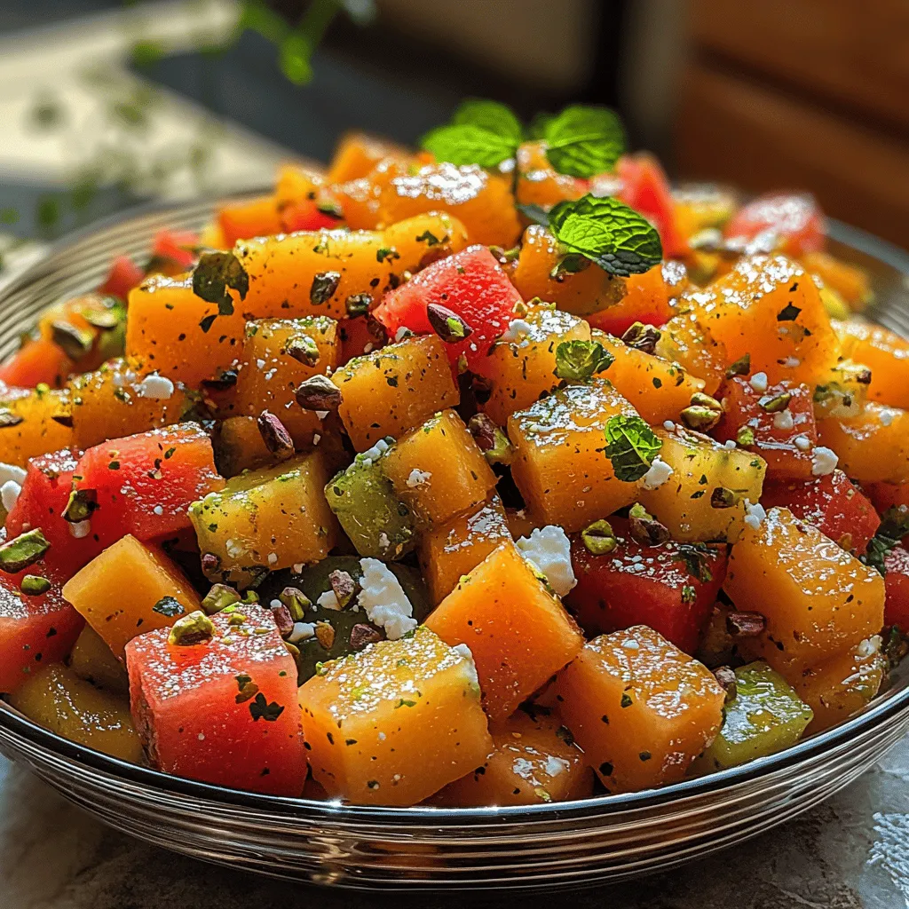 Der Melonen-Zauber-Salat ist ein erfrischendes und köstliches Gericht, das perfekt für heiße Sommertage ist. Wenn die Temperaturen steigen und die Sonne strahlt, gibt es nichts Besseres, als einen leichten und fruchtigen Salat zu genießen. Dieser Salat vereint die besten Eigenschaften verschiedener Melonenarten, ergänzt durch frische Minze, einen Hauch von Feta-Käse und knusprige Pistazien. Die Kombination dieser Zutaten macht den Melonen-Zauber-Salat nicht nur zu einem Genuss für den Gaumen, sondern auch zu einer hervorragenden Quelle für Vitamine und Mineralstoffe.