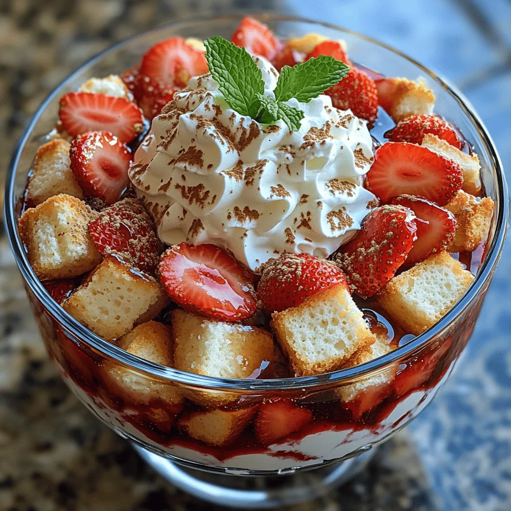 Erdbeeren sind die Hauptzutat dieses köstlichen Trifles und bringen nicht nur Farbe, sondern auch einen intensiven Geschmack mit. Bei der Auswahl der Erdbeeren sollten Sie darauf achten, dass sie frisch und reif sind. Achten Sie auf eine tiefrote Farbe und einen süßen Duft – das sind gute Indikatoren für die Frische. Erdbeeren sind nicht nur lecker, sondern auch gesund; sie sind reich an Vitaminen, Ballaststoffen und Antioxidantien.