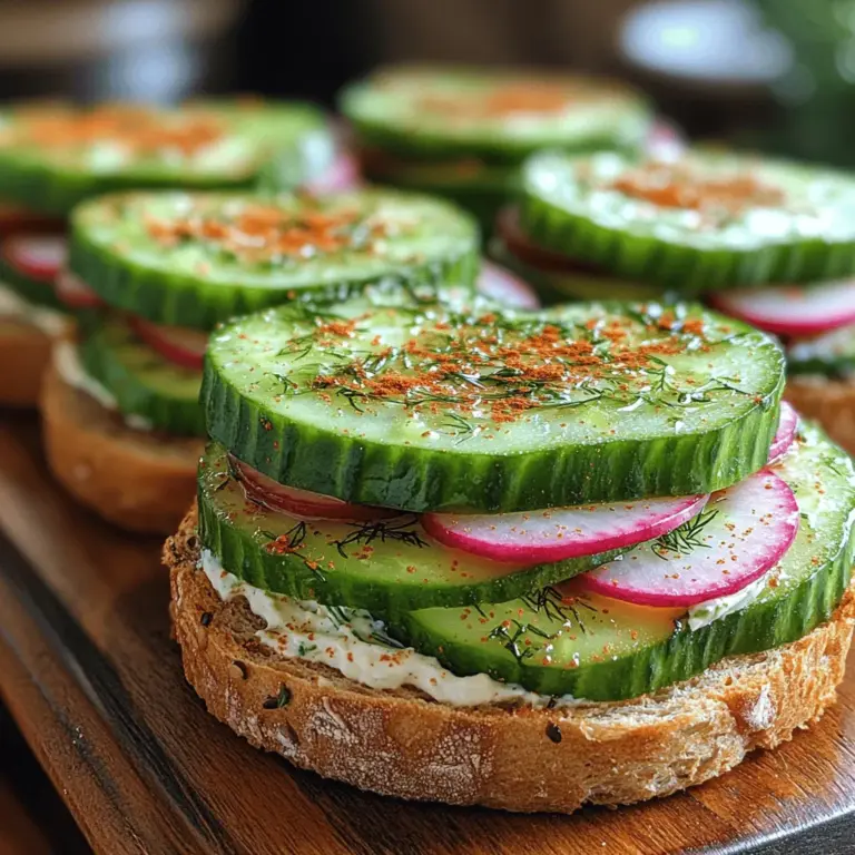In der heutigen schnelllebigen Welt ist es oft eine Herausforderung, gesunde und schmackhafte Snacks zu finden, die sich schnell zubereiten lassen. Die Knusprigen & Pikanten Gurken-Radieschen-Sandwiches sind genau die richtige Lösung für alle, die auf der Suche nach einer leichten und dennoch sättigenden Mahlzeit sind. Dieses Rezept kombiniert frische, knackige Zutaten mit cremigem Frischkäse, um ein köstliches Sandwich zu kreieren, das nicht nur den Gaumen erfreut, sondern auch voller Nährstoffe steckt.