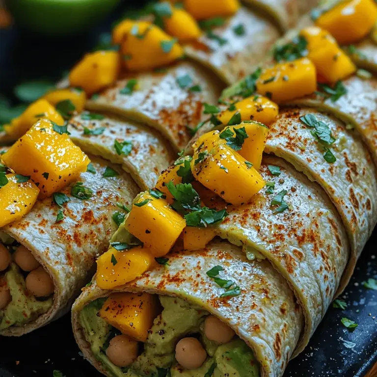 Die Tropischen Genuss Avocado Mango Kichererbsen Wraps sind nicht nur ein Fest für den Gaumen, sondern auch ein wahres Highlight für gesundheitsbewusste Genießer. Dieses Rezept kombiniert die cremige Textur von Avocado mit der süßen Frische von Mango und der herzhaften Note von Kichererbsen zu einem köstlichen Wrap, der perfekt für jede Gelegenheit geeignet ist. Egal, ob Sie ein schnelles Mittagessen für die Arbeit zubereiten oder eine gesunde Snack-Option für ein Picknick suchen – diese Wraps sind vielseitig, nahrhaft und einfach zuzubereiten.