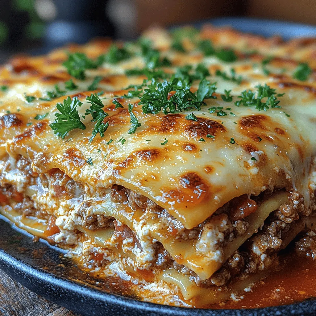Um diese köstliche Lasagne zuzubereiten, benötigen Sie die folgenden Zutaten, die in vier Hauptkategorien unterteilt sind: die Fleischmischung, die Käsemischung, die Tomatensauce und die Zusammenstellung der Lasagne.