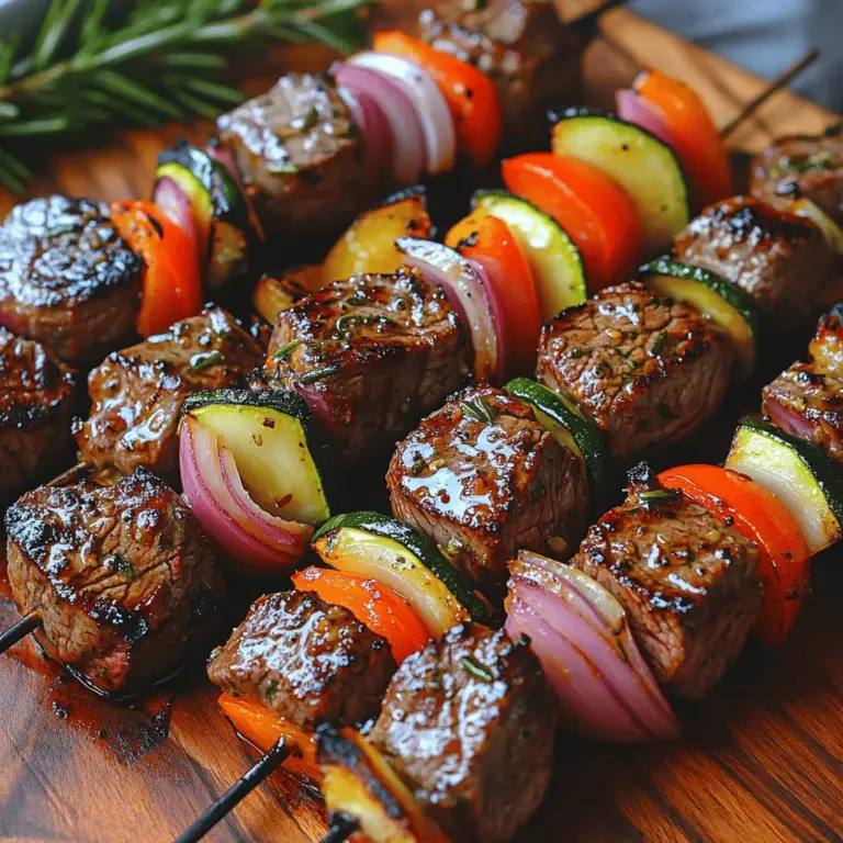 In der Welt der Grillgerichte gibt es kaum etwas Befriedigenderes als saftige Steakspieße, die mit aromatischen Kräutern und frischem Gemüse kombiniert werden. Diese herzhaften Rosmarin-Knoblauch-Steakspieße sind nicht nur ein Fest für die Sinne, sondern auch einfach zuzubereiten. Mit einem perfektem Gleichgewicht aus Geschmack und Textur sind sie die ideale Wahl für Grillabende, Familienfeiern oder einfach nur für ein schnelles, köstliches Abendessen.