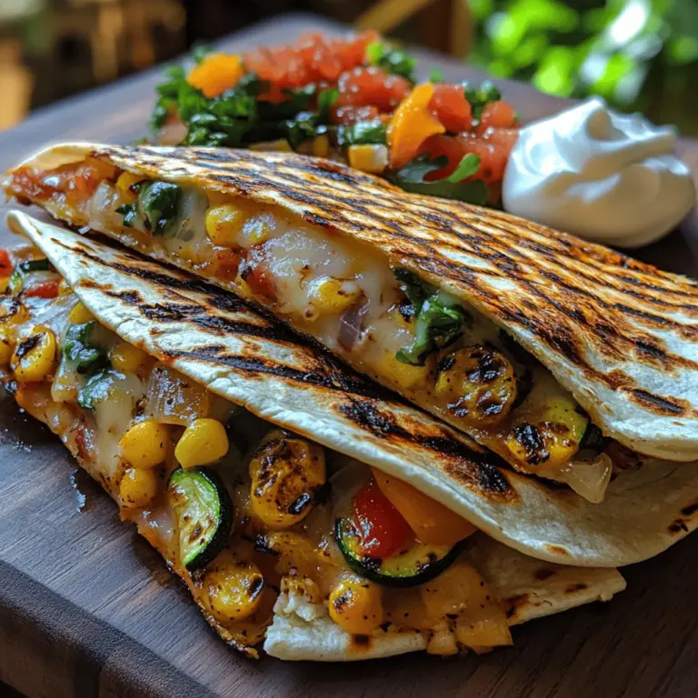 Die Gegrillte Gemüse-Quesadilla ist nicht nur ein köstliches Gericht, sondern auch eine gesunde und vielseitige Option für jede Gelegenheit. Egal, ob als schnelles Mittagessen, herzhaftes Abendessen oder gesunder Snack – diese Quesadilla überzeugt mit frischen Zutaten und einem unwiderstehlichen Käsegeschmack. In diesem Artikel werden wir die Zutaten, Zubereitung und einige interessante Fakten über Quesadillas und ihre Nährstoffe erkunden.
