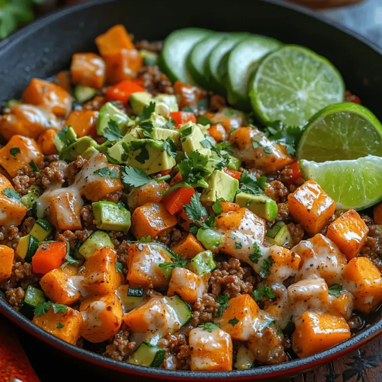 Die Süßkartoffel-Türkei-Delight ist nicht nur ein einfaches Gericht, sondern eine harmonische Kombination aus Aromen und Nährstoffen, die jeden Esser begeistern wird. Dieses Rezept vereint die Süße der Süßkartoffeln mit dem herzhaften Geschmack von Putenfleisch und einer bunten Vielfalt an Gemüse. Es ist eine ideale Wahl für ein gesundes Abendessen und eignet sich hervorragend für Familienessen oder als Meal Prep für die Woche.