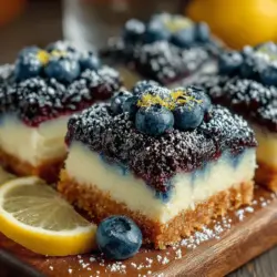 Wenn Sie auf der Suche nach einem erfrischenden Dessert sind, das sowohl köstlich als auch einfach zuzubereiten ist, dann sind die Zesty Blueberry Lemon Dream Bars genau das Richtige für Sie. Diese unwiderstehlichen Bars vereinen die süße Frische von Blaubeeren mit der spritzigen Note von Zitronen und schaffen so ein Geschmackserlebnis, das ideal für warme Sommertage ist. Ob als süßer Snack für die Familie oder als Highlight bei Ihrer nächsten Feier, diese Bars sind ein echter Publikumsliebling.