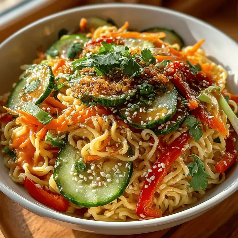 Die chilierte Sesam-Nudel-Delikatesse ist ein erfrischendes und geschmackvolles Gericht, das aus der asiatischen Küche stammt und nicht nur durch seine bunte Präsentation, sondern auch durch seine vielfältigen Aromen besticht. Dieses Rezept ist besonders beliebt in den warmen Monaten, da es als kalter Salat serviert wird und somit eine ideale Erfrischung bietet. Die Kombination aus knusprigem Gemüse und zarten Ramen-Nudeln sorgt für ein harmonisches Geschmackserlebnis, das sowohl als Hauptgericht als auch als Beilage zu Grillgerichten oder anderen asiatischen Speisen serviert werden kann.