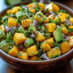 Die spritzige Mango-Avocado-Salsa ist ein wahres Fest für die Sinne und eine perfekte Ergänzung zu vielen Gerichten. Sie kombiniert die süße, saftige Mango mit der cremigen Textur der Avocado und wird durch die Schärfe der Jalapeño-Paprika und die Frische des Korianders ergänzt. Diese Salsa ist nicht nur ein farbenfrohes Highlight auf dem Tisch, sondern auch reich an Nährstoffen und Aromen, die Ihr Gericht auf ein neues Level heben.