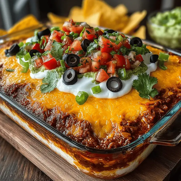 Willkommen in der bunten Welt der mexikanischen Küche! Heute präsentiere ich Ihnen ein Rezept, das nicht nur köstlich, sondern auch einfach zuzubereiten ist: der Fiesta Schicht-Dip mit Taco-Bohnen. Dieses Rezept ist perfekt für jede Art von Feier, sei es eine entspannte Grillparty, ein Geburtstag oder einfach ein gemütlicher Abend mit Freunden. Der Dip ist nicht nur geschmacklich ein Hit, sondern bietet auch eine wunderbare Möglichkeit, verschiedene Texturen und Aromen in einer einzigen Schüssel zu vereinen.