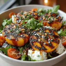 Der Grillierte Pfirsich- und Burrata-Salat vereint eine Vielzahl von kulinarischen Einflüssen, die von der italienischen Küche inspiriert sind. Burrata, ein frischer Käse aus Apulien, ist bekannt für seine cremige Füllung und wird häufig in Salaten verwendet, um ihnen eine luxuriöse Note zu verleihen. Pfirsiche hingegen sind in vielen Kulturen ein Symbol für Sommer und Süße, die durch das Grillen intensiviert wird. Dieses Gericht ist nicht nur ein Genuss für den Gaumen, sondern auch ein Beispiel für die Fähigkeit, einfache, frische Zutaten in ein unvergessliches Erlebnis zu verwandeln.