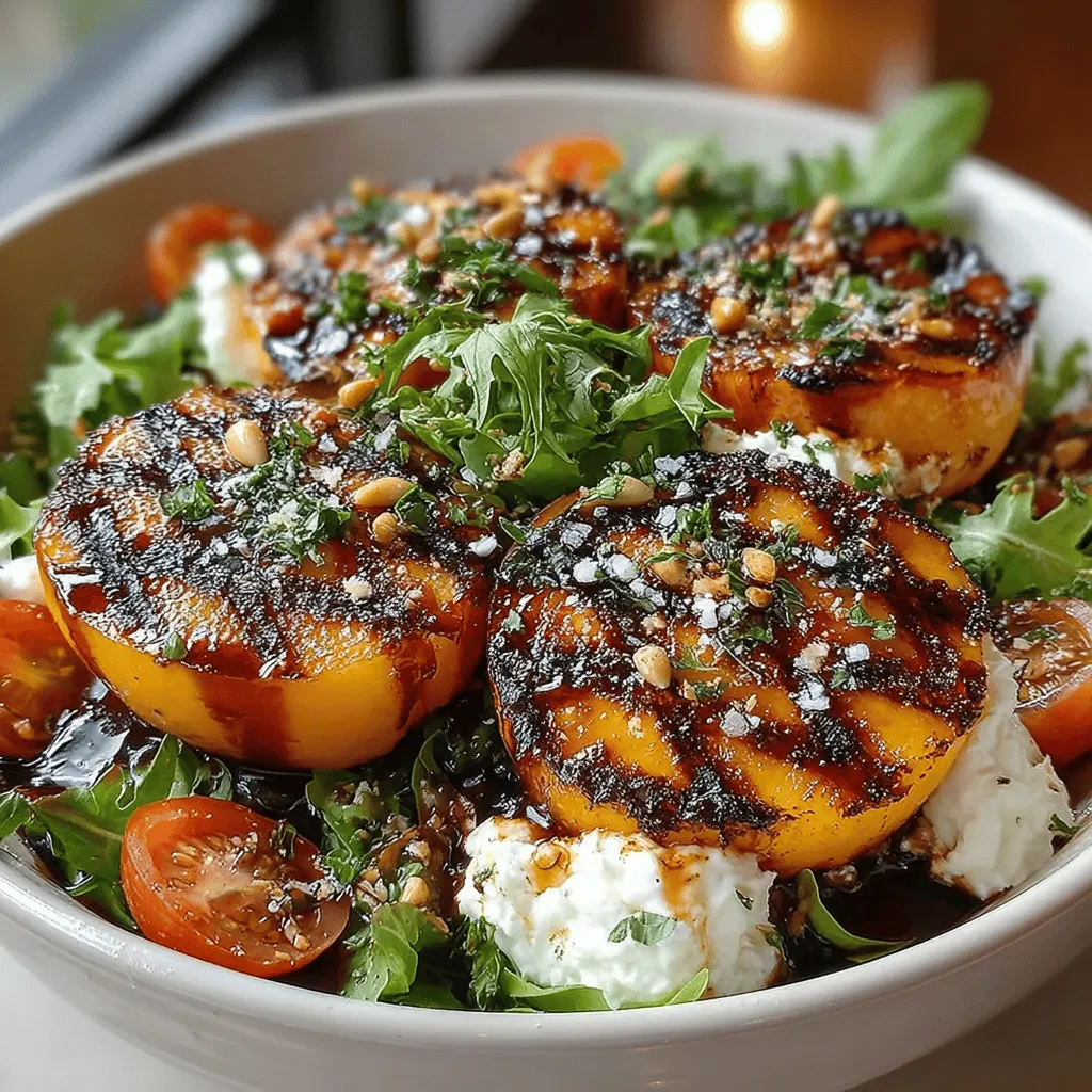 Der Grillierte Pfirsich- und Burrata-Salat vereint eine Vielzahl von kulinarischen Einflüssen, die von der italienischen Küche inspiriert sind. Burrata, ein frischer Käse aus Apulien, ist bekannt für seine cremige Füllung und wird häufig in Salaten verwendet, um ihnen eine luxuriöse Note zu verleihen. Pfirsiche hingegen sind in vielen Kulturen ein Symbol für Sommer und Süße, die durch das Grillen intensiviert wird. Dieses Gericht ist nicht nur ein Genuss für den Gaumen, sondern auch ein Beispiel für die Fähigkeit, einfache, frische Zutaten in ein unvergessliches Erlebnis zu verwandeln.