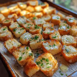 Croutons sind das i-Tüpfelchen auf vielen Gerichten – sei es in einem frischen Salat, als Würze für eine cremige Suppe oder einfach als Snack für zwischendurch. Die knusprigen Knoblauchbutter-Croutons kombinieren die Aromen von frisch gebackenem Brot, aromatischem Knoblauch und einer Vielzahl von Kräutern, um ein Geschmacksprofil zu schaffen, das einfach unwiderstehlich ist. Dieses Rezept ist nicht nur einfach und schnell zuzubereiten, sondern verleiht jedem Gericht eine besondere Note und ist somit ein Muss in jeder Küche.