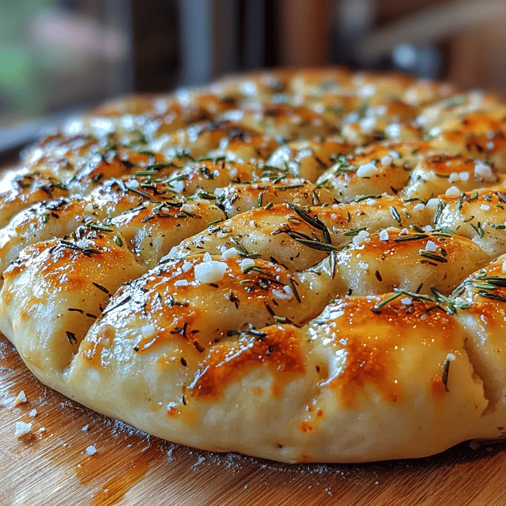 Die Focaccia ist ein traditionelles italienisches Brot, das nicht nur in der italienischen Gastronomie, sondern auch weltweit an Beliebtheit gewonnen hat. Dieses flache, luftige Brot wird oft mit verschiedenen Kräutern, Gewürzen und anderen Zutaten verfeinert und kann sowohl als Beilage zu verschiedenen Gerichten als auch als Hauptgericht genossen werden. Die Kombination aus frischem Rosmarin und aromatischem Knoblauch macht diese herzhafte Focaccia zu einem besonderen Genuss, der den Gaumen erfreut und den Duft der italienischen Küche in Ihr Zuhause bringt.