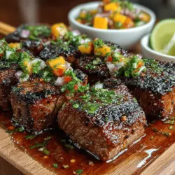 Gegrillte Rindfleischspieße mit süßer Pfirsichsalsa sind nicht nur ein Fest für den Gaumen, sondern auch eine wunderbare Möglichkeit, gesunde und frische Zutaten in ein schmackhaftes Gericht zu verwandeln. Dieses Rezept vereint die saftige Textur von Rinderfilet mit der fruchtigen Süße von Pfirsichen und sorgt so für ein harmonisches Geschmackserlebnis, das sowohl Grillliebhaber als auch gesundheitsbewusste Esser anspricht. Die Kombination aus zartem Fleisch und erfrischender Salsa macht dieses Gericht ideal für warme Sommerabende oder gesellige Grillpartys.