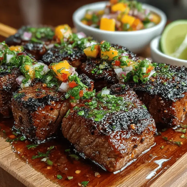 Gegrillte Rindfleischspieße mit süßer Pfirsichsalsa sind nicht nur ein Fest für den Gaumen, sondern auch eine wunderbare Möglichkeit, gesunde und frische Zutaten in ein schmackhaftes Gericht zu verwandeln. Dieses Rezept vereint die saftige Textur von Rinderfilet mit der fruchtigen Süße von Pfirsichen und sorgt so für ein harmonisches Geschmackserlebnis, das sowohl Grillliebhaber als auch gesundheitsbewusste Esser anspricht. Die Kombination aus zartem Fleisch und erfrischender Salsa macht dieses Gericht ideal für warme Sommerabende oder gesellige Grillpartys.