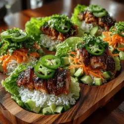 Die Würzigen Limetten-Hühnchen & Reis-Lettuce Wraps sind nicht nur ein Fest für die Sinne, sondern auch ein gesundes und leichtes Gericht, das perfekt für jede Gelegenheit ist. Diese Wraps kombinieren zartes, mariniertes Hühnchen mit dem frischen Geschmack von Gemüse und einer spritzigen Limettennote. In der heutigen schnelllebigen Welt, in der gesunde Ernährung oft in den Hintergrund gerät, bieten diese Wraps eine köstliche Möglichkeit, frische Zutaten in einer kreativen und ansprechenden Form zu genießen.