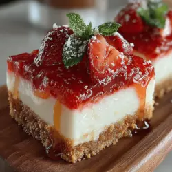 Der Erdbeer-Delight No-Bake Käsekuchen Riegel ist die perfekte süße Versuchung für alle, die sich nach einem erfrischenden und leckeren Dessert sehnen, ohne dabei den Ofen anzuschalten. Diese Riegel vereinen die cremige Textur von Käsekuchen mit dem fruchtig-frischen Geschmack von Erdbeeren, und das alles in einer praktischen, leicht portionierbaren Form. Ideal für warme Sommertage oder als süßer Snack für Feiern – sie sind nicht nur optisch ein Highlight, sondern auch geschmacklich ein absolutes Muss!