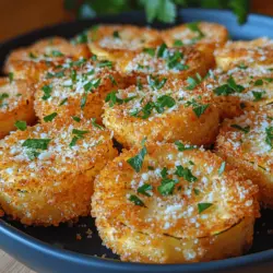 Zucchini sind nicht nur ein beliebtes Gemüse in der mediterranen Küche, sondern auch ein wahres Superfood. Sie sind kalorienarm, reich an Vitaminen und Mineralstoffen und bieten zahlreiche gesundheitliche Vorteile. Die Goldenen Zucchini-Parmesan-Bissen sind ein perfektes Beispiel dafür, wie man dieses vielseitige Gemüse in ein köstliches Gericht verwandeln kann, das sich sowohl als Snack als auch als Appetizer eignet. Dieses Rezept kombiniert die zarte Textur der Zucchini mit dem herzhaften Geschmack von Parmesan und einer knusprigen Panade, die für jeden Gaumen ein Genuss ist.