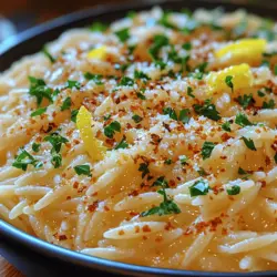 Willkommen in der Welt der köstlichen und nahrhaften Gerichte! Heute präsentieren wir Ihnen ein Rezept, das nicht nur einfach zuzubereiten ist, sondern auch Ihre Geschmacksknospen verzaubern wird: Zesty Lemon Garlic Orzo Delight. Dieses Gericht kombiniert die frischen Aromen von Zitrone und Knoblauch mit der cremigen Textur von Orzo-Nudeln und ist eine perfekte Wahl für jede Mahlzeit. Ob Sie ein erfahrener Koch sind oder gerade erst beginnen, in der Küche zu experimentieren – dieses Rezept ist für jeden geeignet.