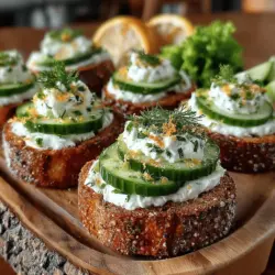 Die Erfrischenden Gurken-Dill-Delights sind eine köstliche und leichte Snack-Option, die perfekt für warme Sommertage geeignet ist. Diese Sandwiches, die mit einer cremigen Dill-Frischkäse-Mischung und knackigen Gurkenscheiben gefüllt sind, sind nicht nur geschmacklich ein Hit, sondern auch optisch ansprechend. Mit ihrer frischen und leichten Textur sind sie ideal für Picknicks, Gartenpartys oder als gesunder Snack für zwischendurch.