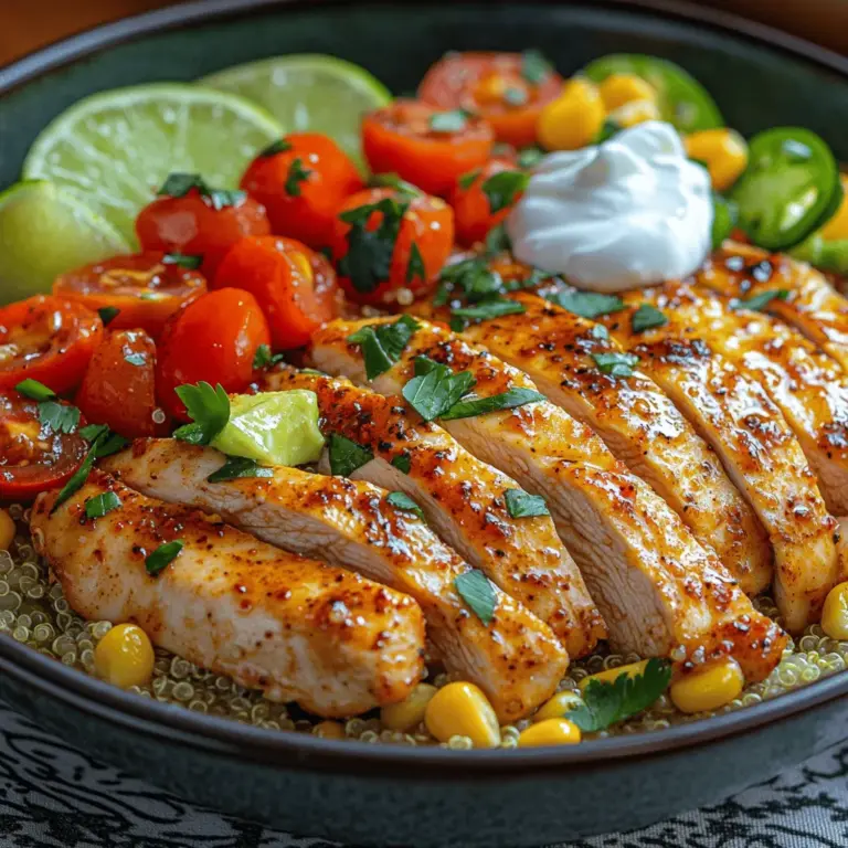 Die Pikante Limetten-Hühnchen-Schalen sind ein wahres Fest für den Gaumen! Mit ihrem frischen und würzigen Geschmack bieten sie eine perfekte Balance aus Proteinen, gesunden Fetten und komplexen Kohlenhydraten. Dieses Gericht ist nicht nur nährstoffreich, sondern auch äußerst vielseitig und lässt sich schnell zubereiten. Ob für ein leichtes Mittagessen, ein entspanntes Abendessen oder als Teil eines Buffets – diese Schalen werden sicherlich zum Highlight jeder Mahlzeit.