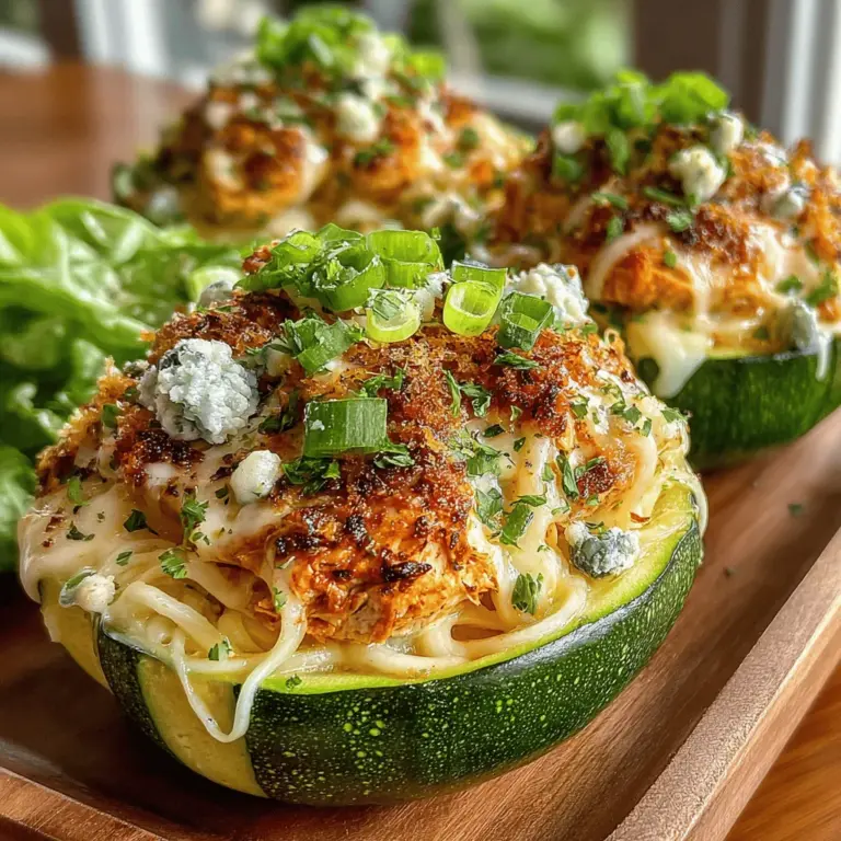 Willkommen zu einem Rezept, das nicht nur Ihren Gaumen erfreuen wird, sondern auch Ihre Gesundheit unterstützt! Die Buffalo Chicken Alfredo Zucchini-Nester kombinieren die herzhafte Aromen des Buffalo-Hähnchens mit der Cremigkeit einer klassischen Alfredo-Sauce und bringen sie auf eine gesunde, kohlenhydratarme Basis aus Zucchini. Dieses Gericht ist perfekt für alle, die eine leckere und zugleich gesunde Mahlzeit suchen, ohne dabei auf Geschmack verzichten zu müssen.