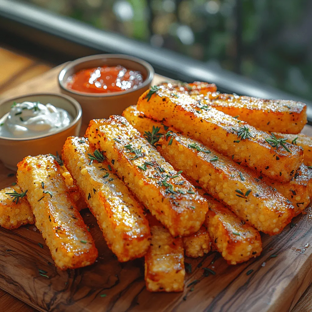 Goldene knusprige Polenta-Pommes sind nicht nur eine köstliche Beilage, sondern auch eine kreative und gesunde Alternative zu traditionellen Pommes frites. Diese italienische Spezialität bringt die einfache, aber vielseitige Polenta in den Mittelpunkt und verwandelt sie in ein knuspriges Geschmackserlebnis. Die Kombination aus der cremigen Konsistenz der Polenta und der knackigen Textur nach dem Backen macht diese Pommes zu einem echten Highlight auf jedem Tisch.