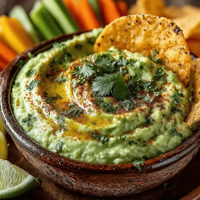 Der Zesty Avocado Lime Bliss Dip ist nicht nur ein einfacher Dip, sondern ein Erlebnis für den Gaumen. Dieses Rezept vereint die cremige Textur von reifen Avocados mit der spritzigen Frische von Limetten, wodurch ein harmonisches Zusammenspiel entsteht, das sowohl dazu einlädt, ihn allein zu genießen als auch mit Freunden und Familie zu teilen. In den letzten Jahren hat dieses Gericht an Beliebtheit gewonnen, nicht nur wegen seines köstlichen Geschmacks, sondern auch aufgrund seiner Vielseitigkeit und gesundheitsfördernden Eigenschaften. Es ist ideal für verschiedene Anlässe, von Familienessen über Grillpartys bis hin zu besonderen Feierlichkeiten, wo es garantiert jedem schmecken wird.