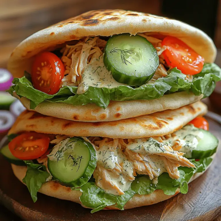 Wenn Sie auf der Suche nach einem schnellen, gesunden und dennoch köstlichen Gericht sind, dann sind die cremigen Dill-Ranch-Hähnchen-Pita-Taschen genau das Richtige für Sie. Dieses Rezept kombiniert zartes, zerrupftes Hähnchen mit einer cremigen Dill-Ranch-Sauce und frischem Gemüse, alles in einem vollwertigen Pita-Brot. Es ist ideal für ein schnelles Mittagessen, ein Picknick oder sogar als Snack für Gäste. Die Kombination aus Proteinen, frischen Zutaten und aromatischen Gewürzen macht diese Pita-Taschen nicht nur schmackhaft, sondern auch nahrhaft.
