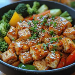 Das süße Chili-Tofu-Pfannengericht ist ein schmackhaftes und vielseitiges Rezept, das sich perfekt für ein schnelles Abendessen eignet. Es vereint die zarten Aromen von frischem Gemüse mit der herzhaften Textur von knusprigem Tofu und einer süß-würzigen Sauce. Dieses Gericht ist nicht nur eine Augenweide, sondern auch eine wahre Geschmacksexplosion, die sowohl Vegetarier als auch Fleischliebhaber begeistern wird.