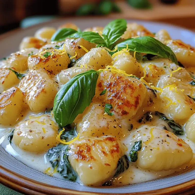 Willkommen zu unserem heutigen Rezept für cremige Spinat-Gnocchi mit einer erfrischenden Zitronennote. Dieses Gericht ist nicht nur ein wahrer Genuss für den Gaumen, sondern auch ein Fest für die Augen – die Kombination aus den leuchtend grünen Spinatblättern und der cremigen Sauce wird jeden am Tisch begeistern. Gnocchi, die italienischen Klöße aus Kartoffeln, sind besonders beliebt aufgrund ihrer Vielseitigkeit und der Möglichkeit, sie mit einer Vielzahl von Saucen zu kombinieren. In dieser Variante verleihen frischer Spinat und der spritzige Geschmack von Zitronenschale dem Gericht eine besondere Note, die es zu einem Highlight jeder Mahlzeit macht.