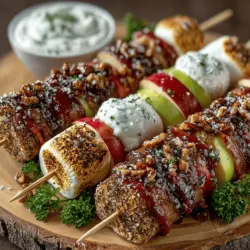 Die Ahorngerösteten Apfel-Spießchen sind nicht nur ein einfacher Snack, sondern auch eine köstliche Hommage an die Aromen des Herbstes. Wenn die Blätter fallen und die Tage kürzer werden, ist es die perfekte Zeit, um sich mit warmen, süßen und würzigen Leckereien zu umgeben. Diese Spießchen sind eine wunderbare Möglichkeit, die Frische von Äpfeln mit dem reichen Geschmack von Ahornsirup und Gewürzen zu kombinieren. Sie sind ideal für ein gemütliches Beisammensein, als Dessert oder sogar als gesunder Snack für die ganze Familie.