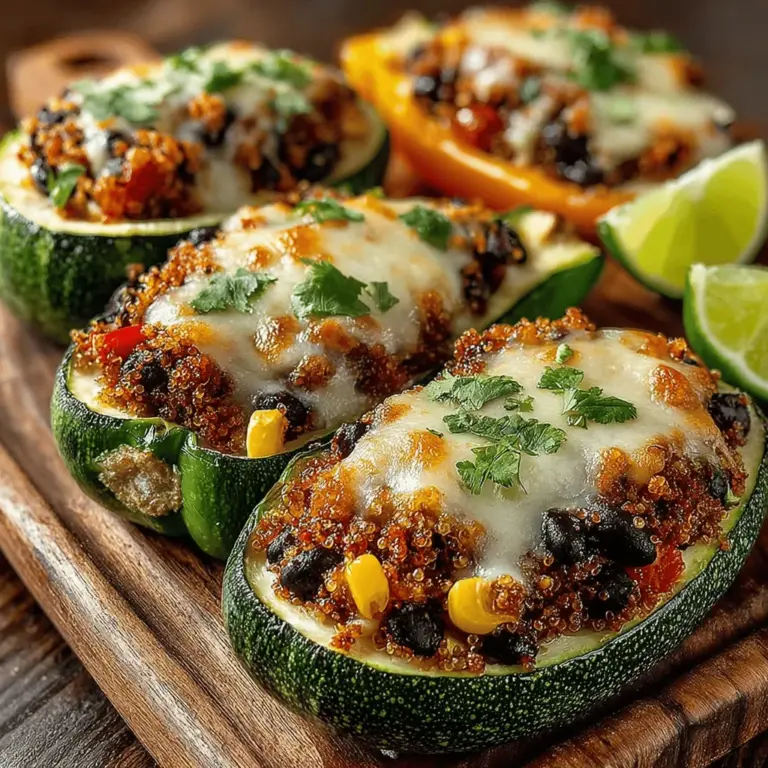 Würzige gefüllte Zucchini-Paprika sind nicht nur ein Fest für die Augen, sondern auch eine wunderbare Möglichkeit, gesundes Gemüse in Ihre Ernährung zu integrieren. Dieses Gericht ist besonders beliebt bei Gesundheitsbewussten und Vegetariern, da es reich an Nährstoffen und Geschmack ist. Die Kombination aus Zucchini und Paprika, gefüllt mit einer würzigen Mischung aus Quinoa, schwarzen Bohnen und frischen Zutaten, macht es zu einer perfekten Wahl für ein leichtes Abendessen oder ein herzhaftes Mittagessen.