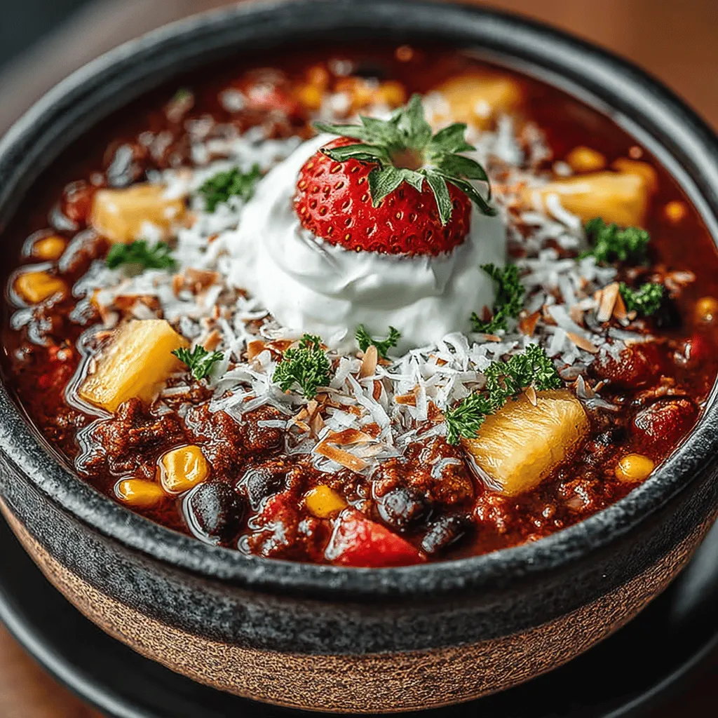 Das Langsame Kochzeit Frucht-Pizza Chili ist eine aufregende und einzigartige Variante des traditionellen Chilis, die mit einer interessanten Kombination aus herzhaften und fruchtigen Aromen spielt. In den letzten Jahren hat dieses Rezept an Beliebtheit gewonnen, da es nicht nur köstlich, sondern auch einfach zuzubereiten ist. Es eignet sich hervorragend für gesellige Anlässe, wie Spieltage oder Familienfeiern, und bringt eine erfrischende Wendung in die klassische Chili-Rezeptur.