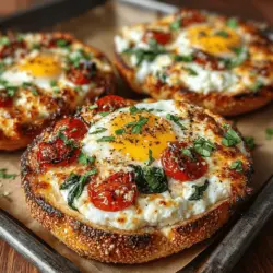 Die Mini Ei & Käse Bagel-Pizzas sind nicht nur ein köstliches Gericht, sondern auch ein Beispiel für die kreative Fusion traditioneller und moderner Küche. Diese kleinen Pizzas sind perfekt für jede Gelegenheit – sei es als schnelles Frühstück, als Snack für zwischendurch oder als leichtes Abendessen. Sie sind vielseitig, einfach zuzubereiten und anpassbar, was sie zu einer idealen Wahl für sowohl unerfahrene Köche als auch erfahrene Küchenchefs macht.