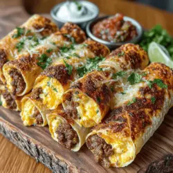 Die Wurzeln der Taquitos liegen in der mexikanischen Küche, wo sie oft als Snack oder Vorspeise serviert werden. Taquitos sind kleine, gefüllte Tortillas, die zu einer Rolle geformt und traditionell frittiert oder gebraten werden. Ursprünglich wurden sie mit verschiedenen Füllungen wie Rind- oder Hühnerfleisch zubereitet, aber die Variationen sind endlos. Das Rezept für Spicy Hatch Chili Frühstücks-Taquitos bringt den Geschmack des Südwestens der USA in die Küche und nutzt die scharfen, gerösteten Hatch-Grünen Chilis, die für ihren einzigartigen Geschmack und ihre milde Schärfe bekannt sind.
