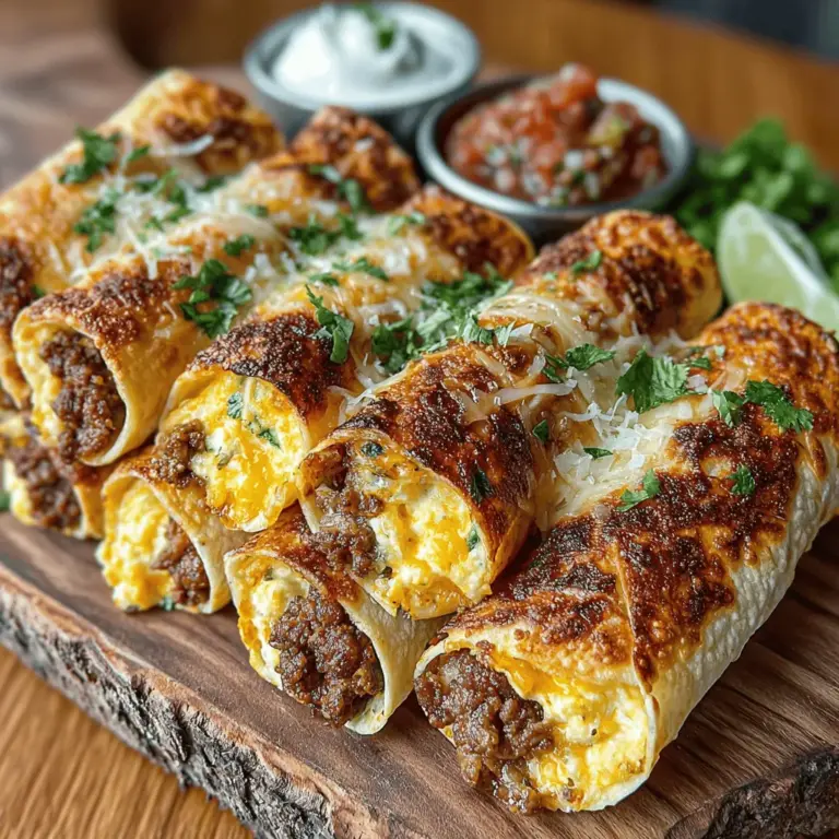 Die Wurzeln der Taquitos liegen in der mexikanischen Küche, wo sie oft als Snack oder Vorspeise serviert werden. Taquitos sind kleine, gefüllte Tortillas, die zu einer Rolle geformt und traditionell frittiert oder gebraten werden. Ursprünglich wurden sie mit verschiedenen Füllungen wie Rind- oder Hühnerfleisch zubereitet, aber die Variationen sind endlos. Das Rezept für Spicy Hatch Chili Frühstücks-Taquitos bringt den Geschmack des Südwestens der USA in die Küche und nutzt die scharfen, gerösteten Hatch-Grünen Chilis, die für ihren einzigartigen Geschmack und ihre milde Schärfe bekannt sind.