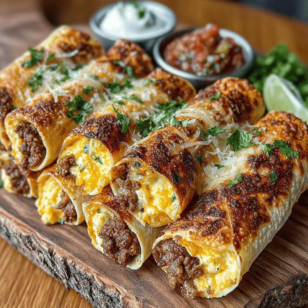 Die Wurzeln der Taquitos liegen in der mexikanischen Küche, wo sie oft als Snack oder Vorspeise serviert werden. Taquitos sind kleine, gefüllte Tortillas, die zu einer Rolle geformt und traditionell frittiert oder gebraten werden. Ursprünglich wurden sie mit verschiedenen Füllungen wie Rind- oder Hühnerfleisch zubereitet, aber die Variationen sind endlos. Das Rezept für Spicy Hatch Chili Frühstücks-Taquitos bringt den Geschmack des Südwestens der USA in die Küche und nutzt die scharfen, gerösteten Hatch-Grünen Chilis, die für ihren einzigartigen Geschmack und ihre milde Schärfe bekannt sind.
