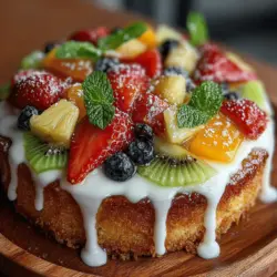 Die süße Symphonie Obstpizza ist nicht nur ein echter Hingucker, sondern auch ein wahrer Gaumenschmaus. Dieses bunte Dessert kombiniert einen köstlichen Keksboden mit einer cremigen Frischkäse-Frosting und einer Vielzahl von frischen Früchten, die zusammen ein harmonisches Geschmacksbild ergeben. Es ist das perfekte Dessert für Feierlichkeiten, Picknicks oder einfach nur als süße Belohnung nach einem langen Tag.