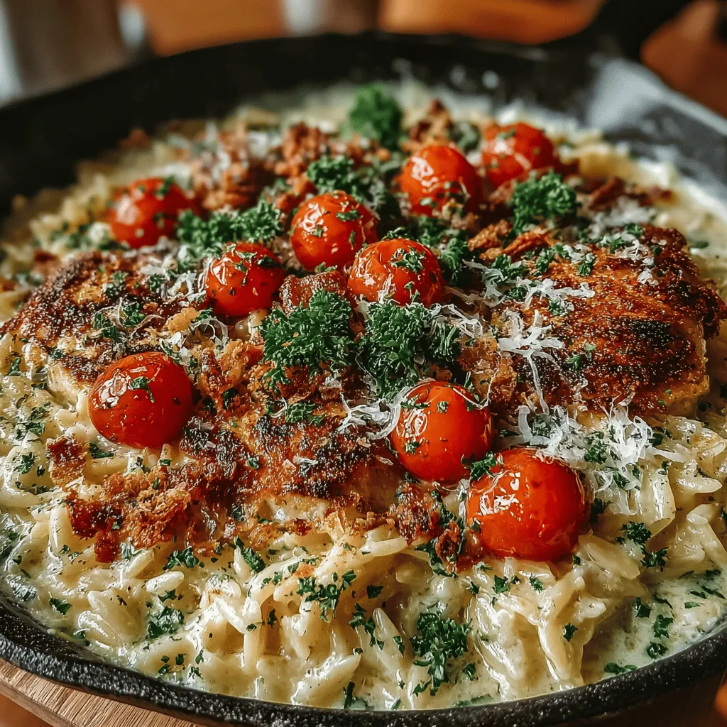 Willkommen zu einem einzigartigen und köstlichen Rezept, das in jeder Küche ein Hit werden könnte: Cremiges One-Pan Knoblauch Parmesan Orzo. Dieses Gericht vereint die Aromen von frisch gebratenem Knoblauch, herzhaftem Parmesan und saftigen Kirschtomaten in einer unkomplizierten One-Pan-Zubereitung. Perfekt für hektische Wochentage oder als elegantes Abendessen, bietet dieses Rezept nicht nur Geschmack, sondern auch eine einfache Zubereitung, die es Ihnen ermöglicht, mehr Zeit mit Ihren Liebsten zu verbringen.